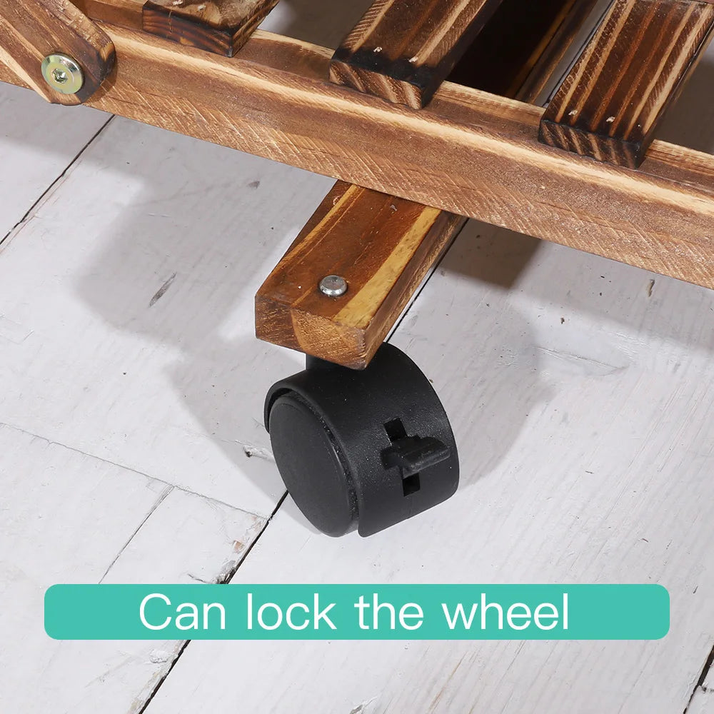 WisforFrame Five Tier Wood Plant Stand Rack With Wheels