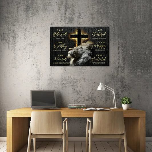 Jesus Lion Canvas Wall Art In Pine Frame Home Decor