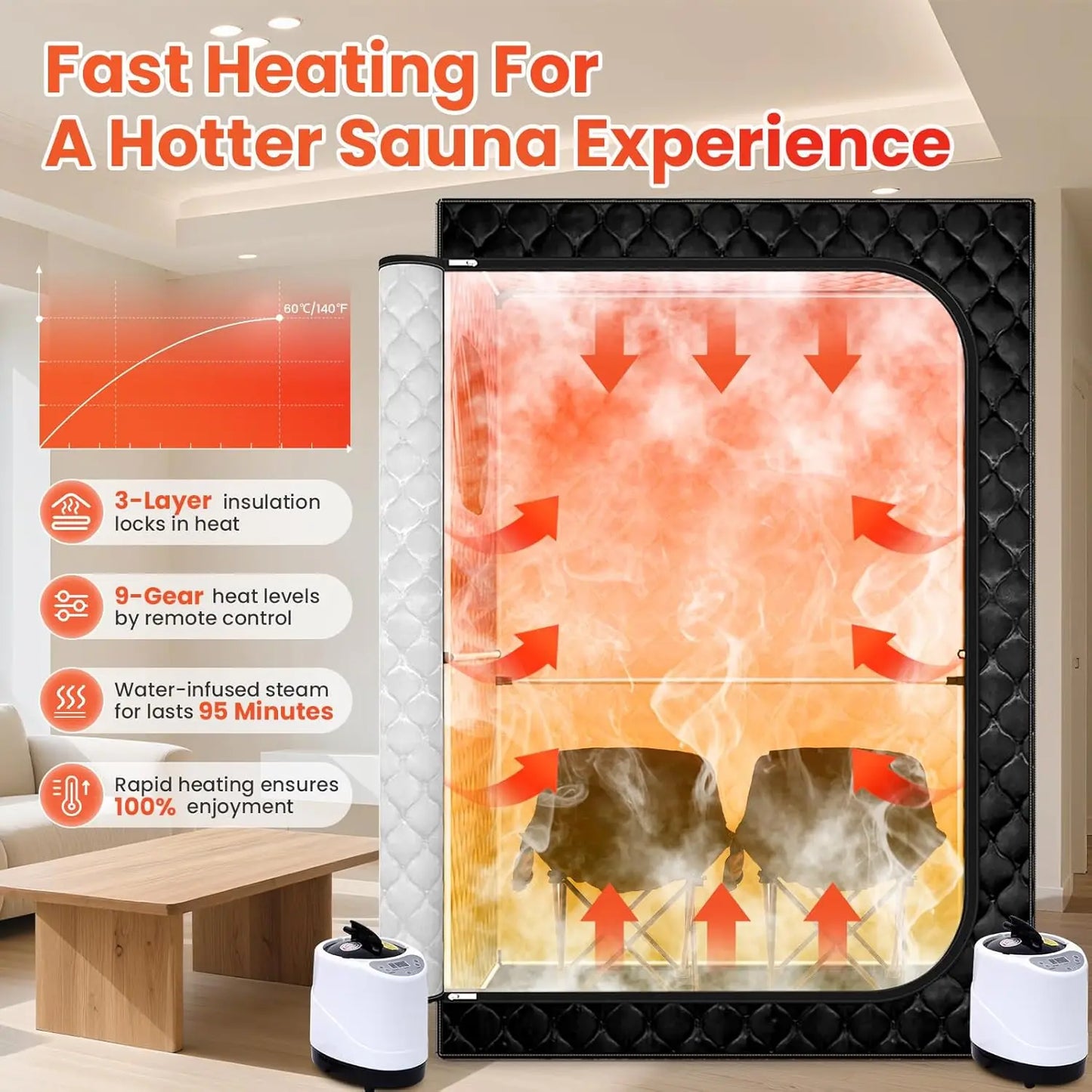 Portable Sauna With Transom Windows For Home Use Quick Setup