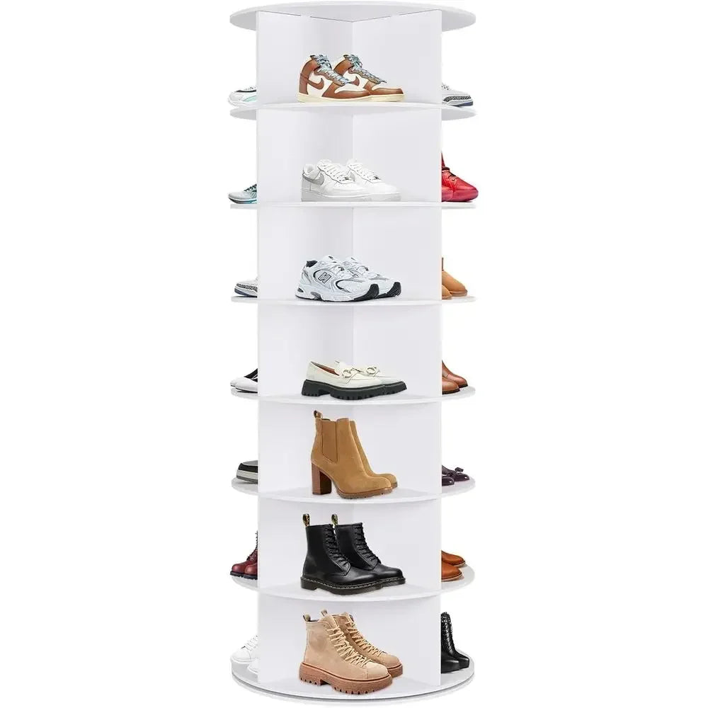 7 Tier Rotating Shoe Rack With Lazy Susan Carousel