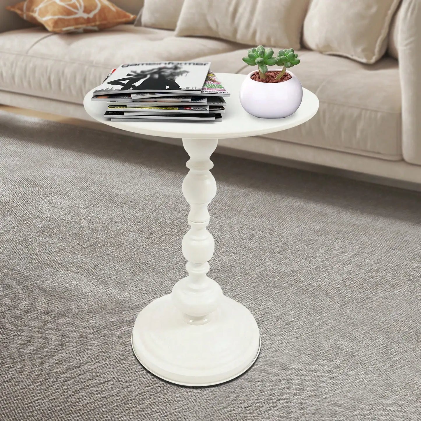 Modern Metal Round Nightstand End Table For Sofa Living Room