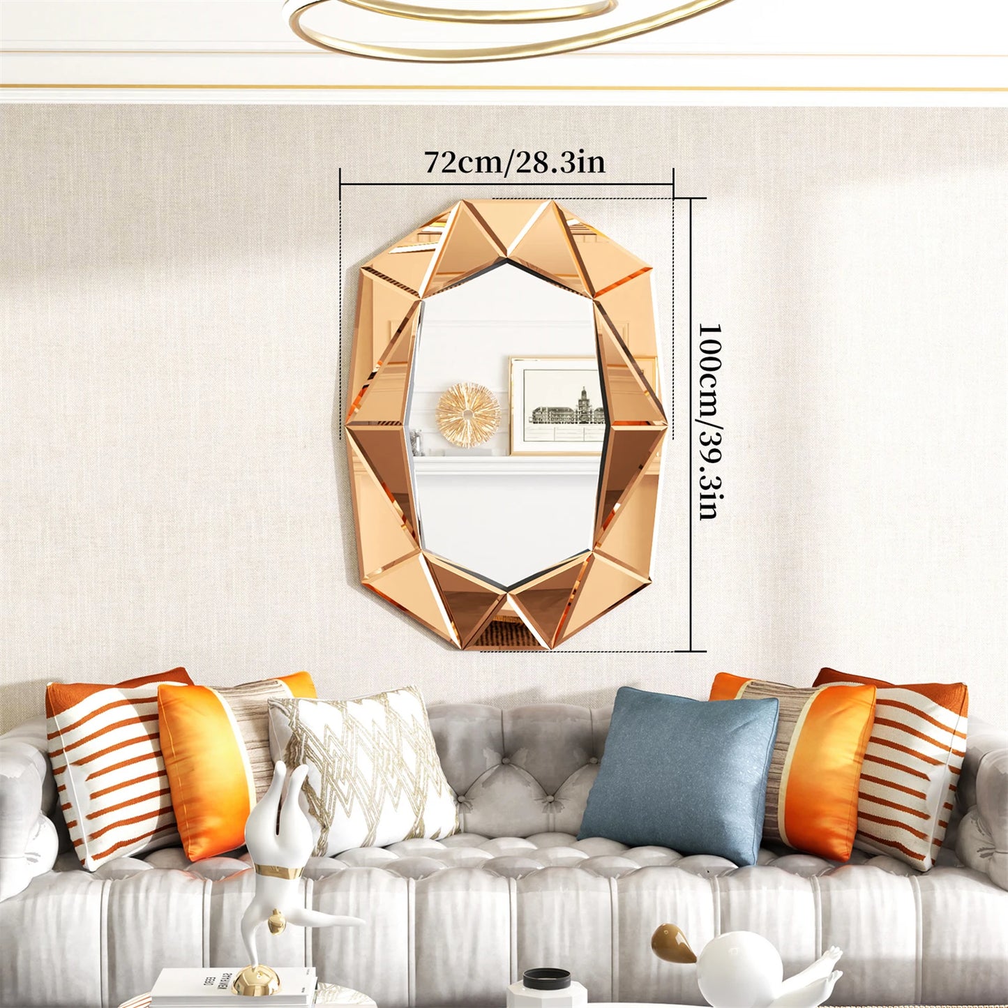 Asymmetrical Decorative Wall Mirror With Glass Inlay Venetian Style
