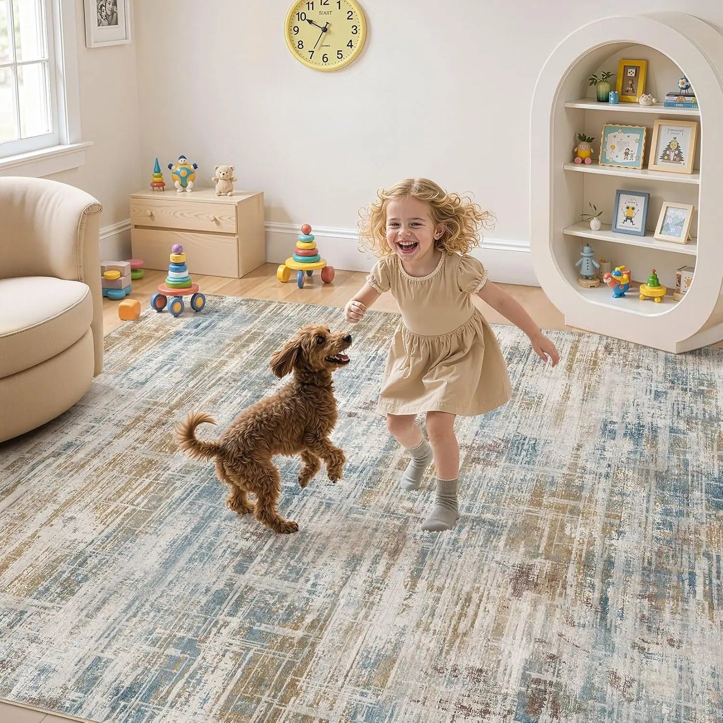 Abstract Area Rug Washable Non Slip Living Room Decor