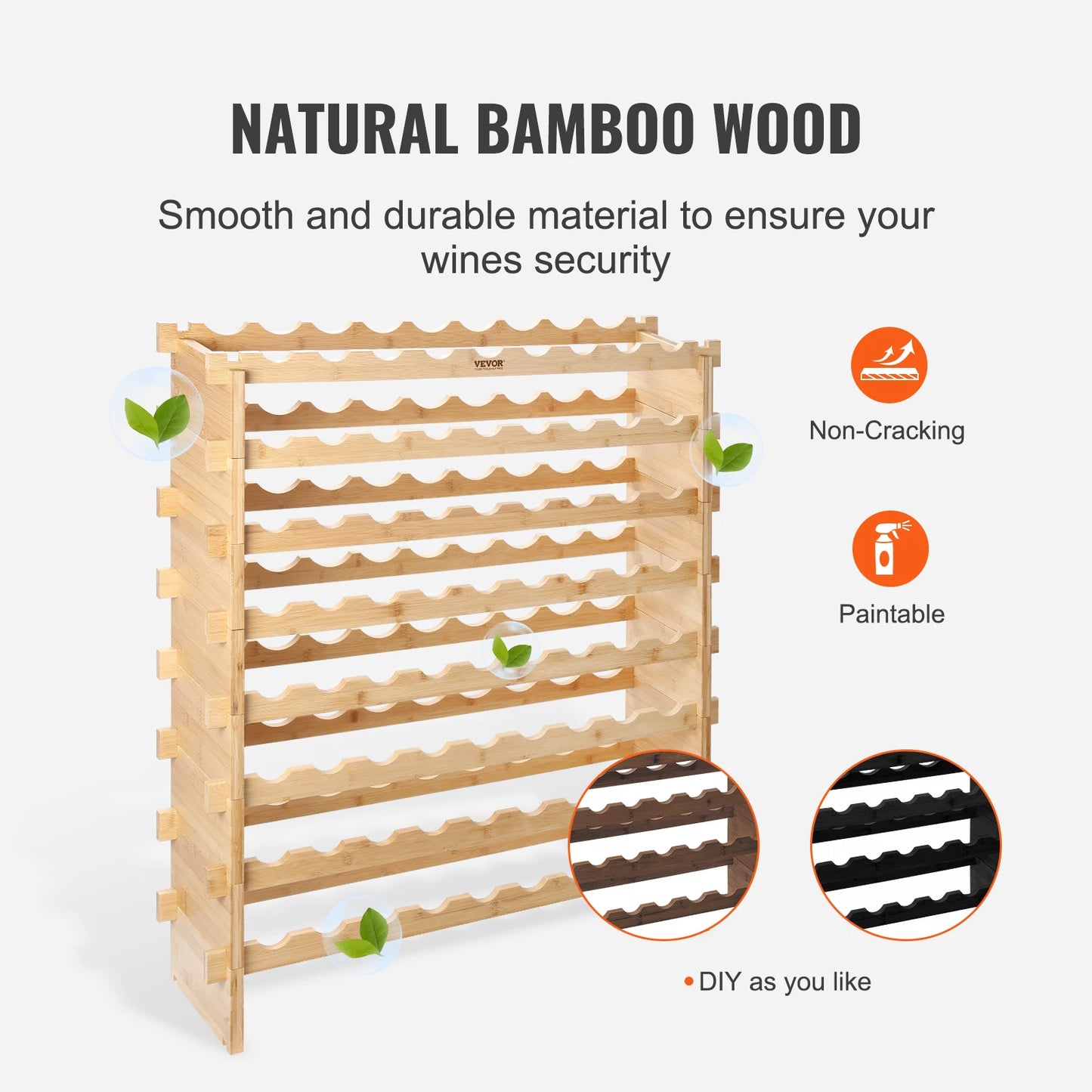 SucceBuy Premium Bamboo Stackable Wine Rack For Kitchen Cellar Display