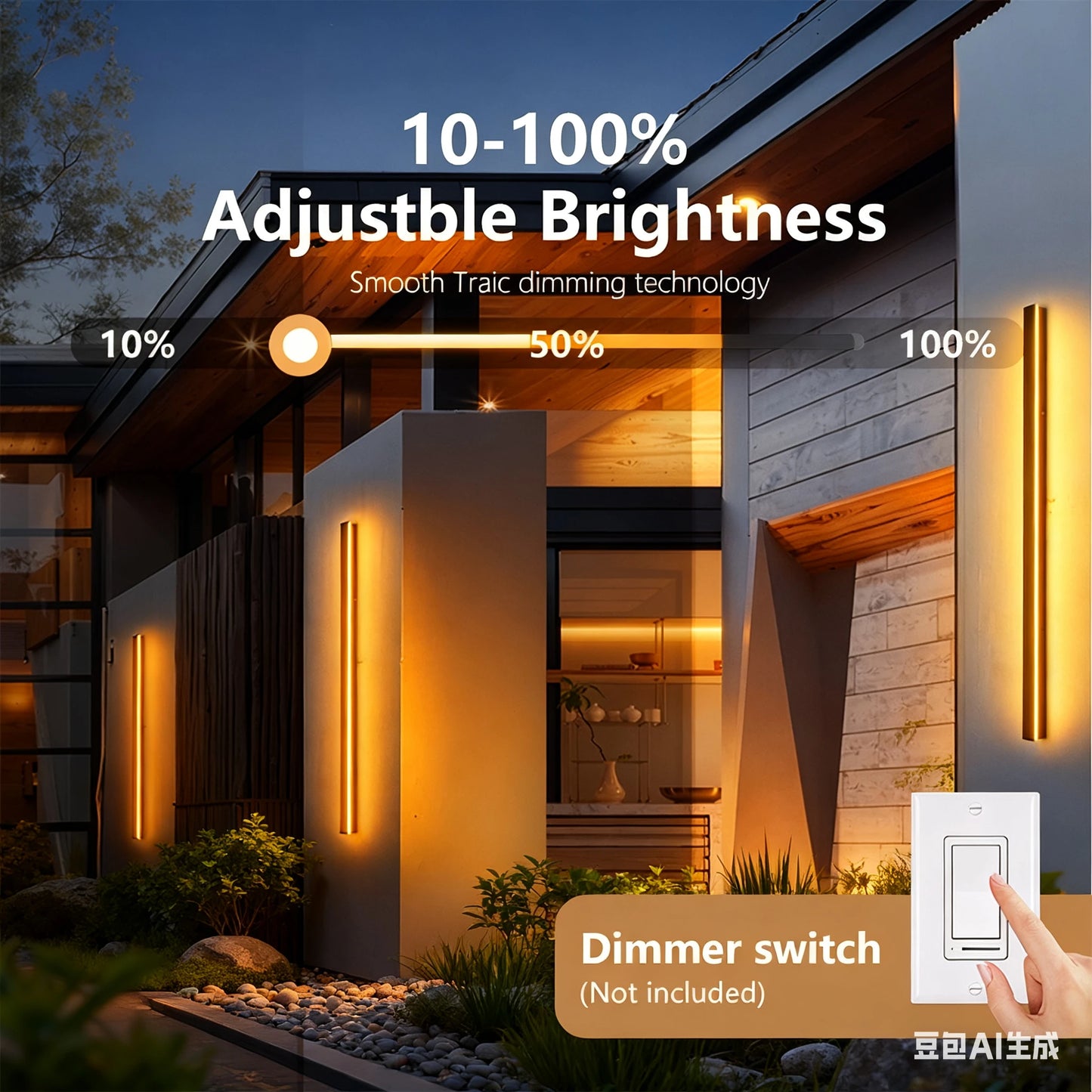 IISINUO Outdoor Porch Wall Light Dimmable Stainless Steel IP67