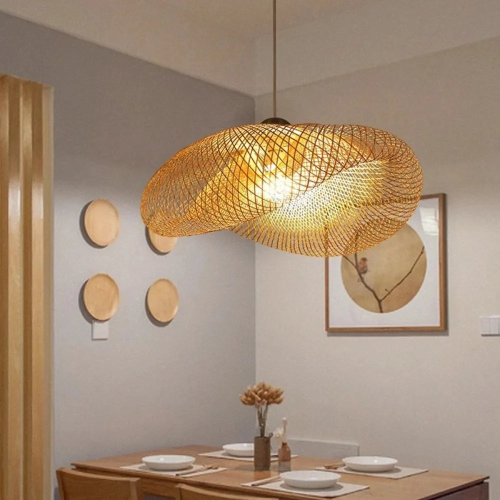 JOYINLED Handmade Bamboo Weaving LED Pendant Light Chandelier