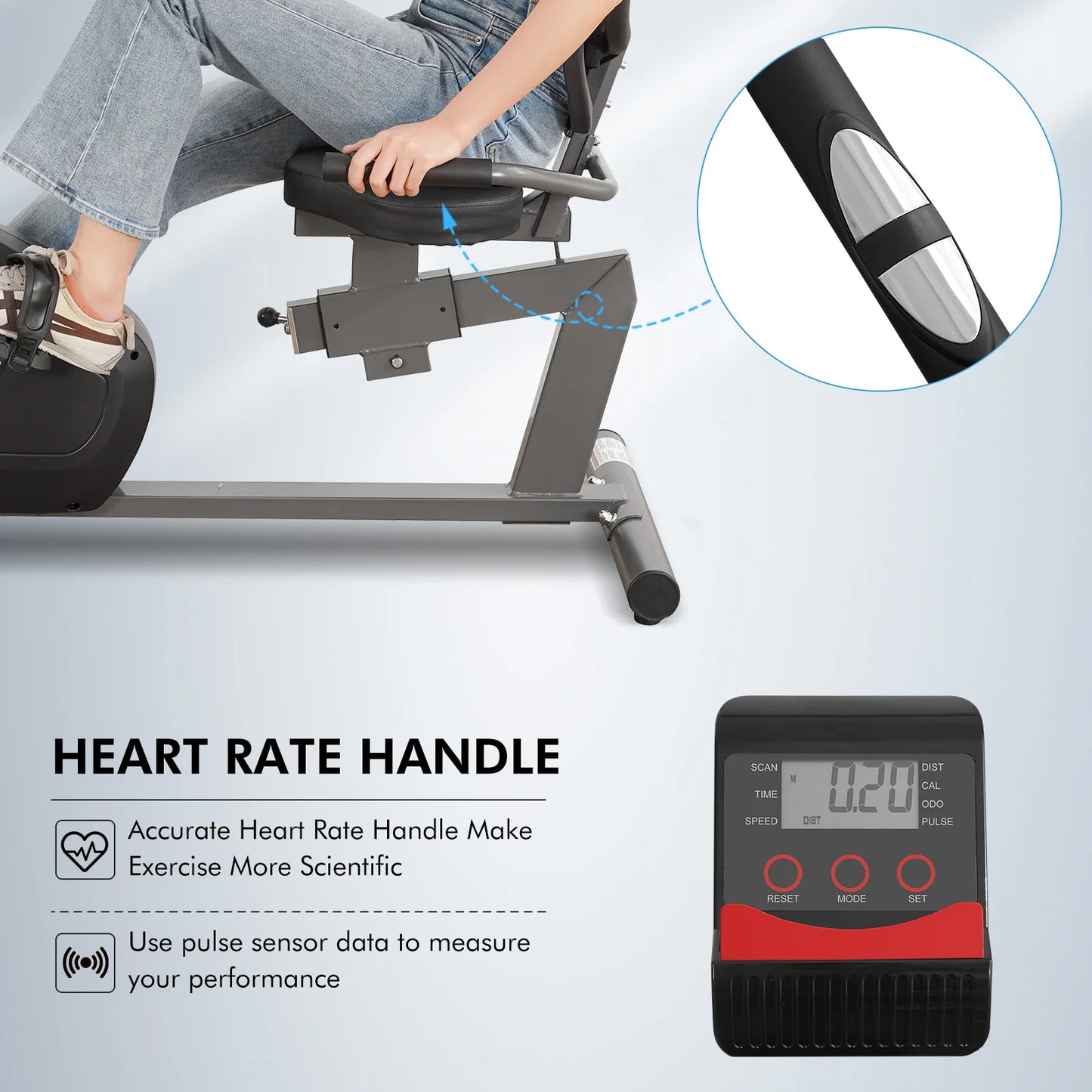 Recumbent Exercise Bike For Home 8-Level Quiet With Comfortable Seat