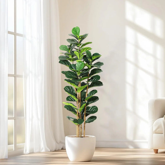 HiMISSCN Fiddle Leaf Fig Tree With Pot Artificial Indoor Plant