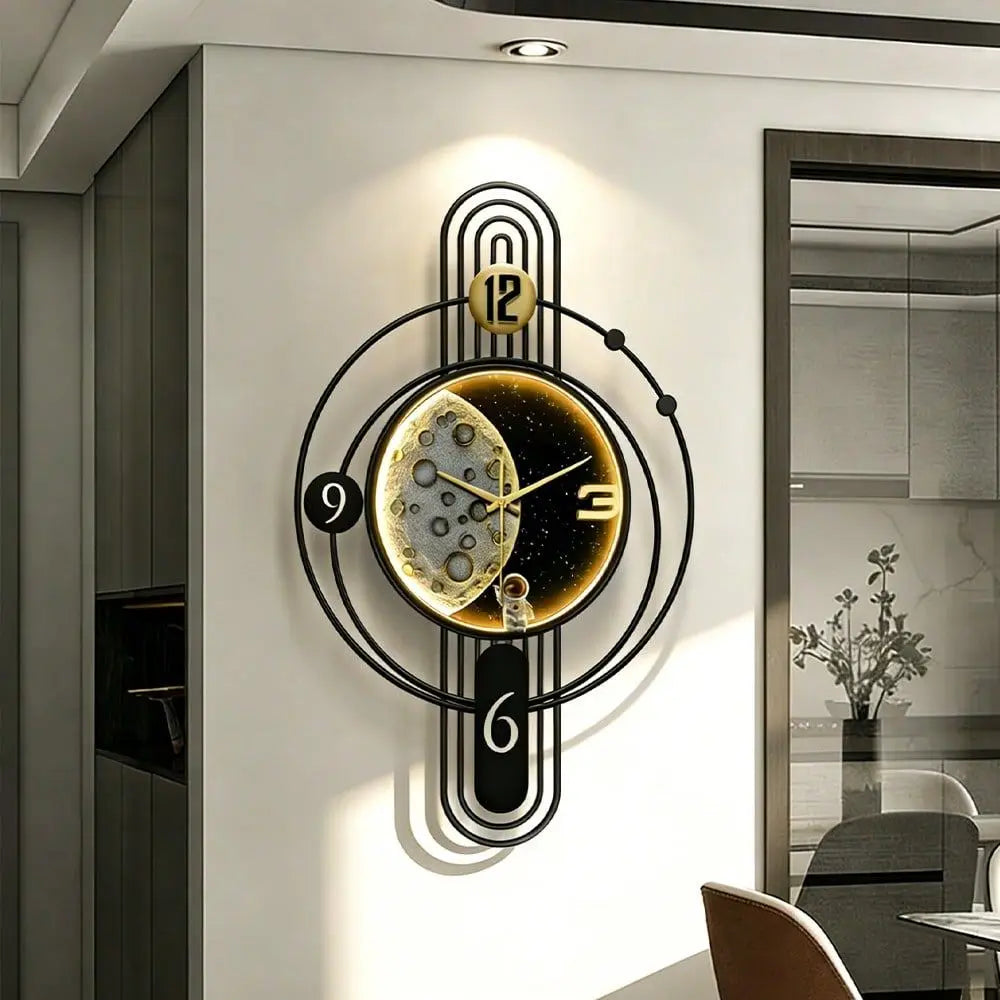 Illuminated Wall Clock With Iron Frame Quiet Sweep Movement
