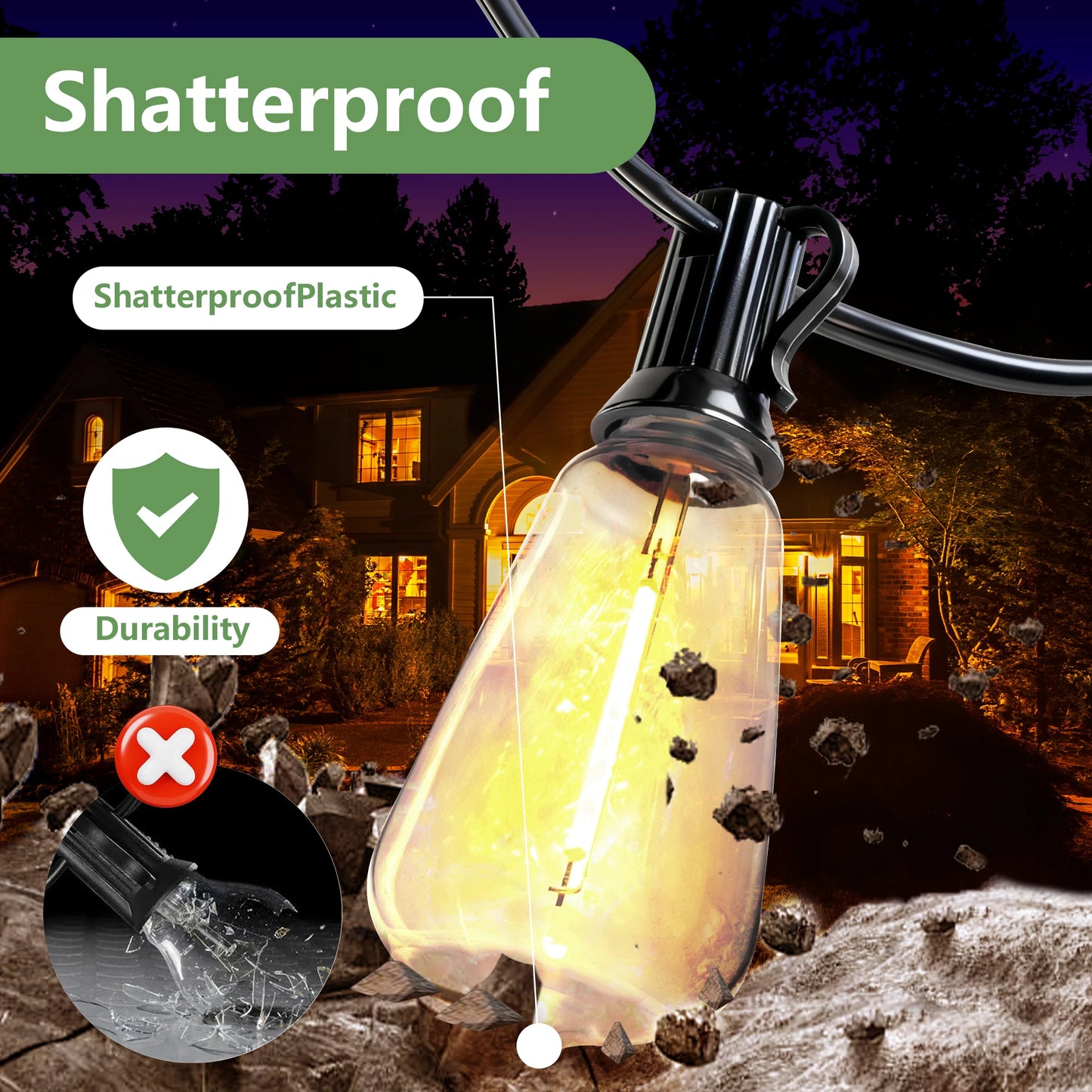ARLGSITE Solar Outdoor String Lights IP65 Waterproof