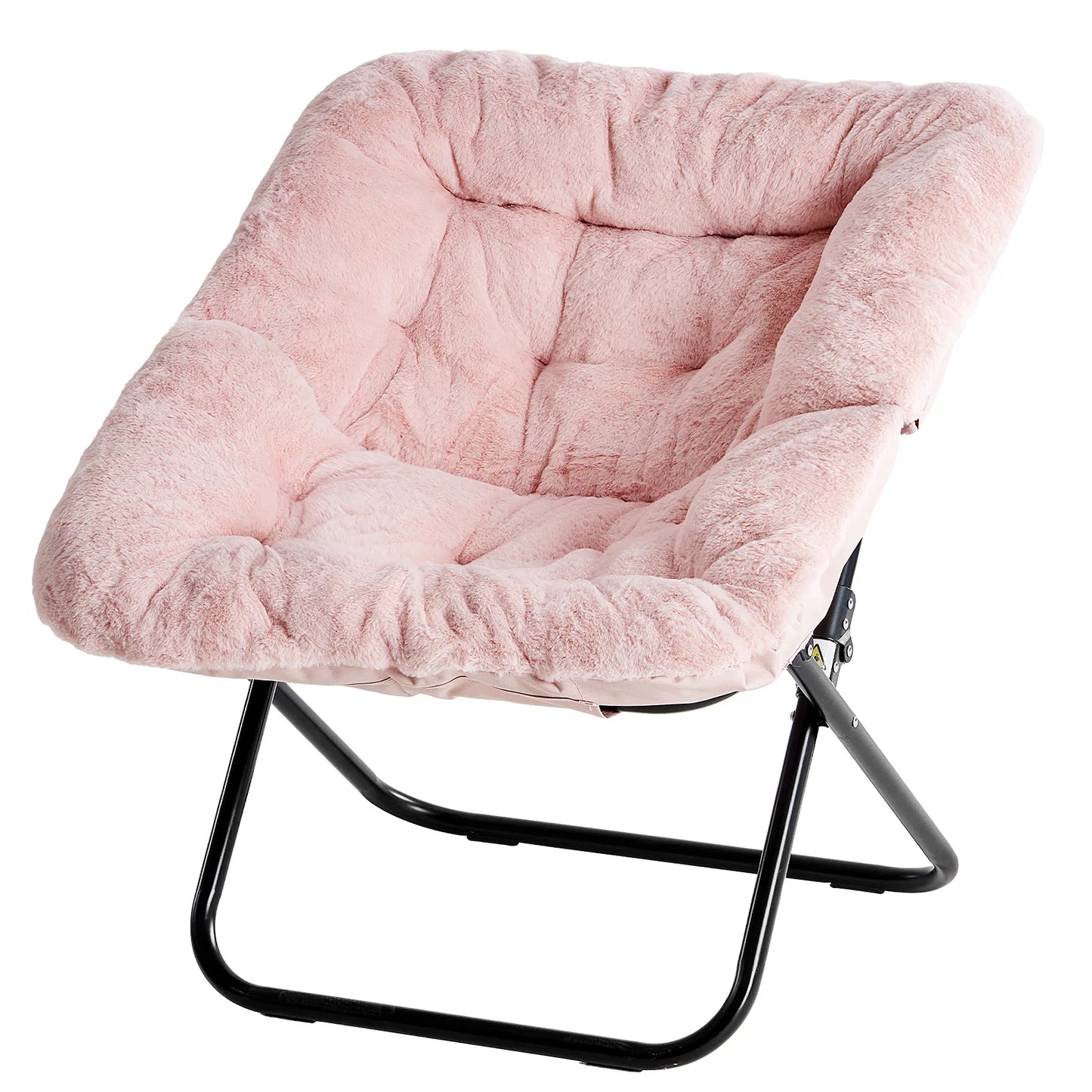 JHK Cozy Saucer Chair Faux Fur Folding Lounge Seat