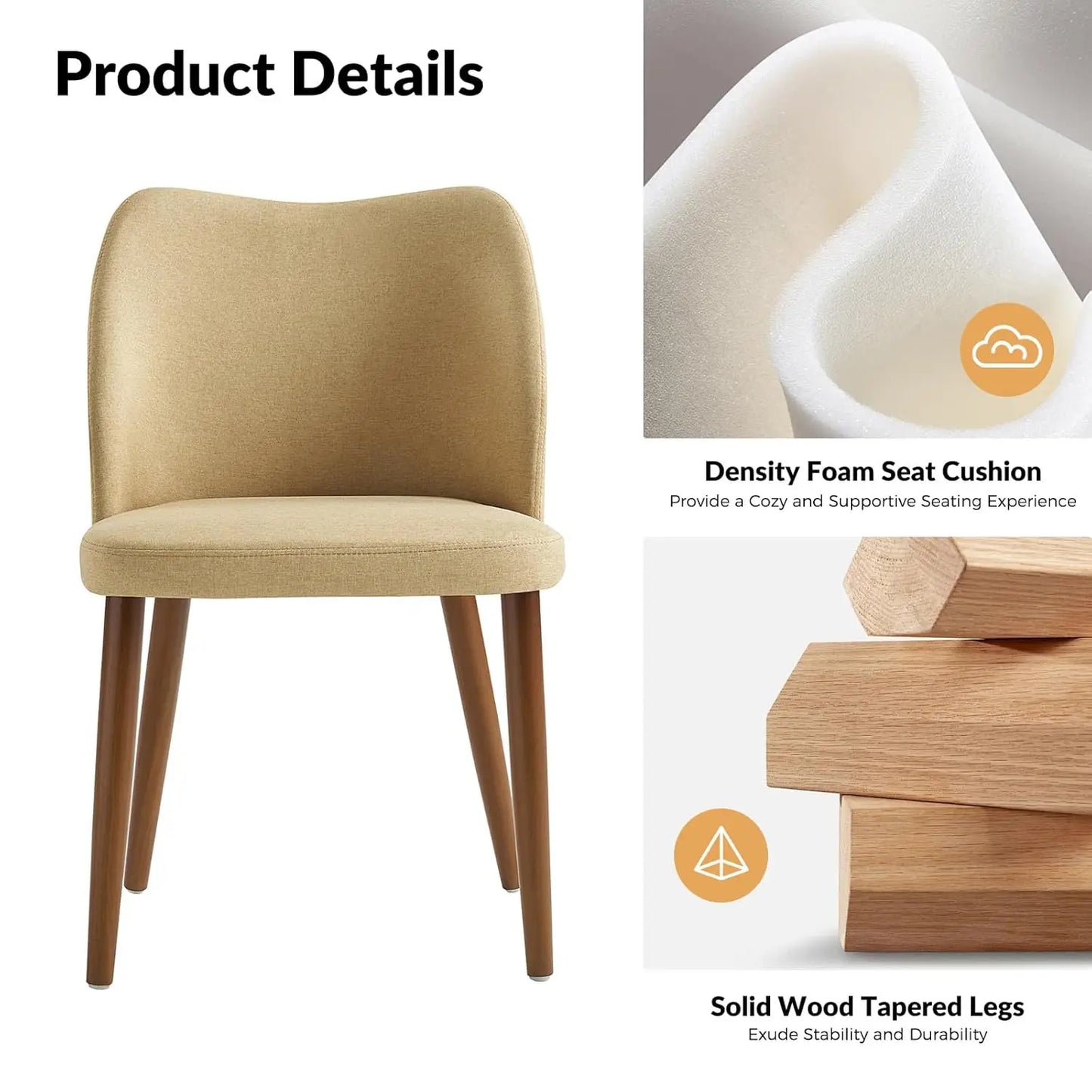 Upholstered Dining Chairs For Kitchen And Dining Room With Curved Back