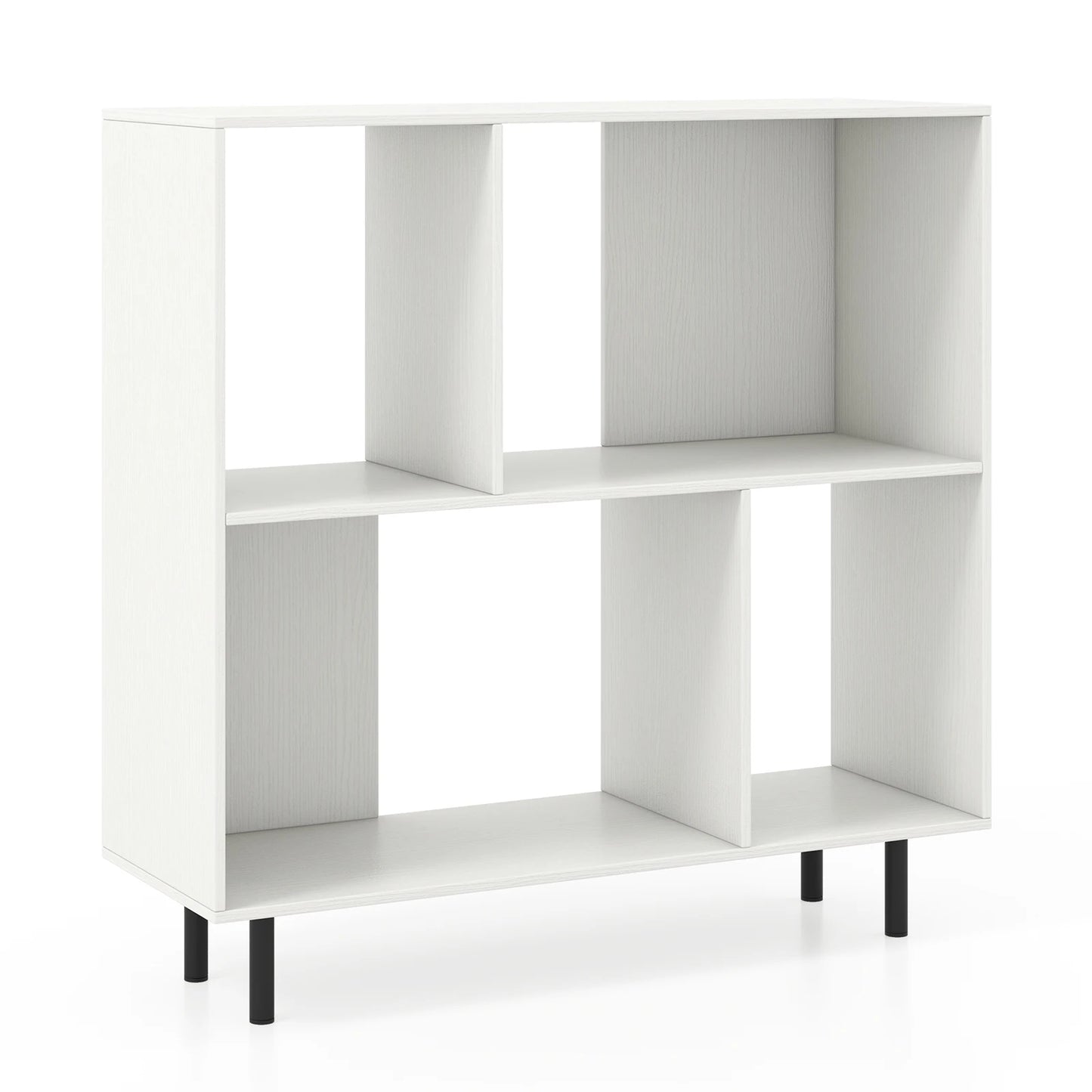 HOMASIS Open Shelf Bookcase 4 Compartments Mid Century Modern
