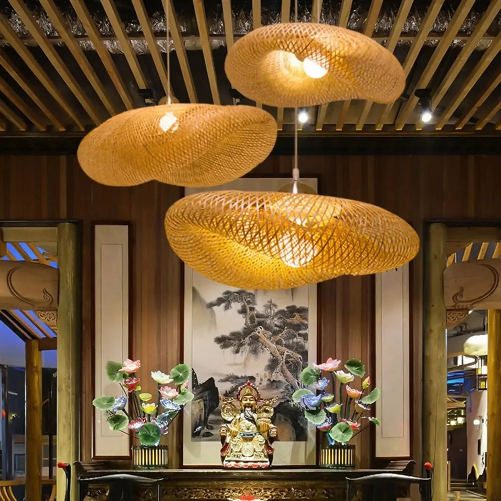 JOYINLED Handmade Bamboo Weaving LED Pendant Light Chandelier