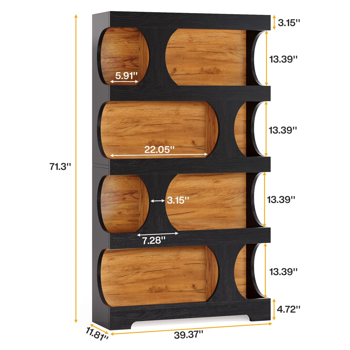 Tribesigns 4 Tier S Shaped Bookcase Modern Wood Display Shelves