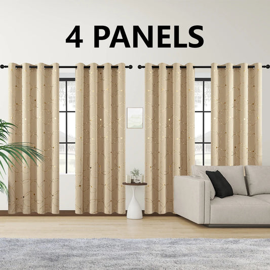 Geometric Thermal Blackout Curtains with Grommets-Set of 2