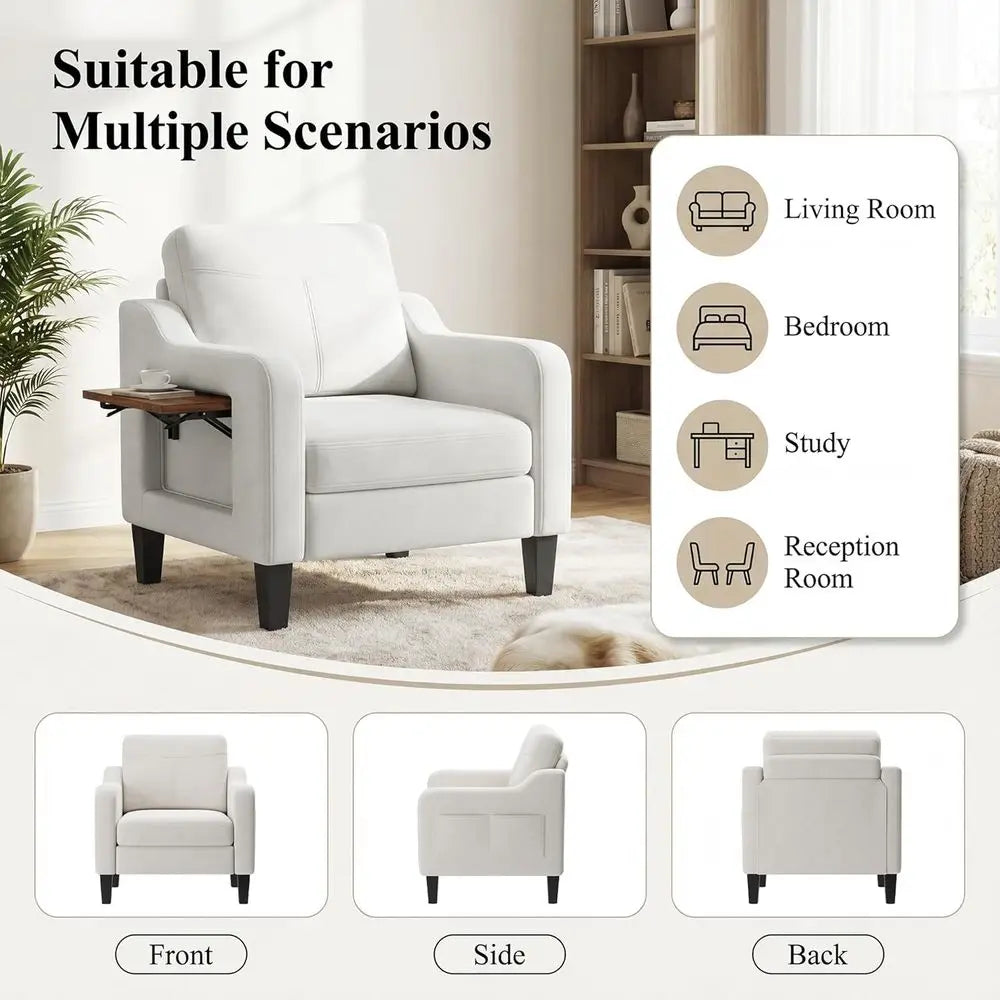 Upholstered Swivel Wood-Frame Armchair
