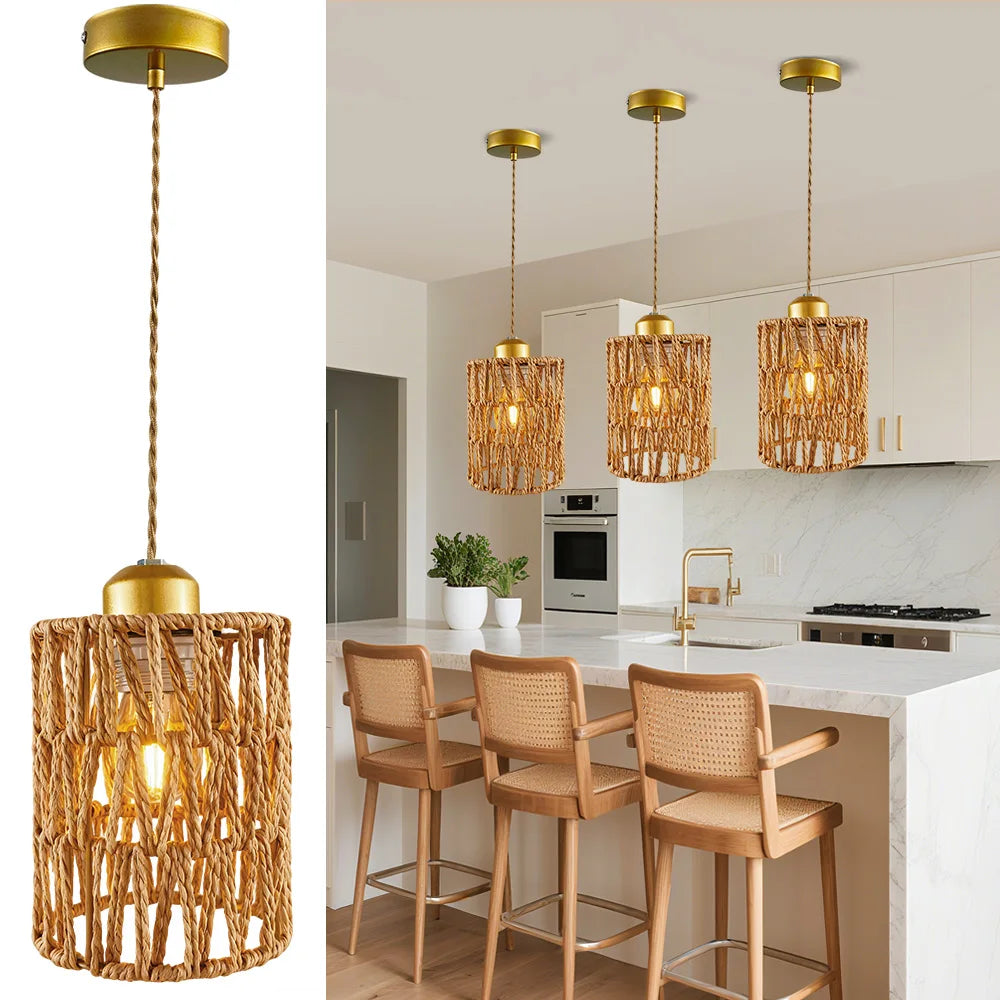 DF LIGHT HOUSE Bamboo Iron E26 Ceiling Chandelier Pendant
