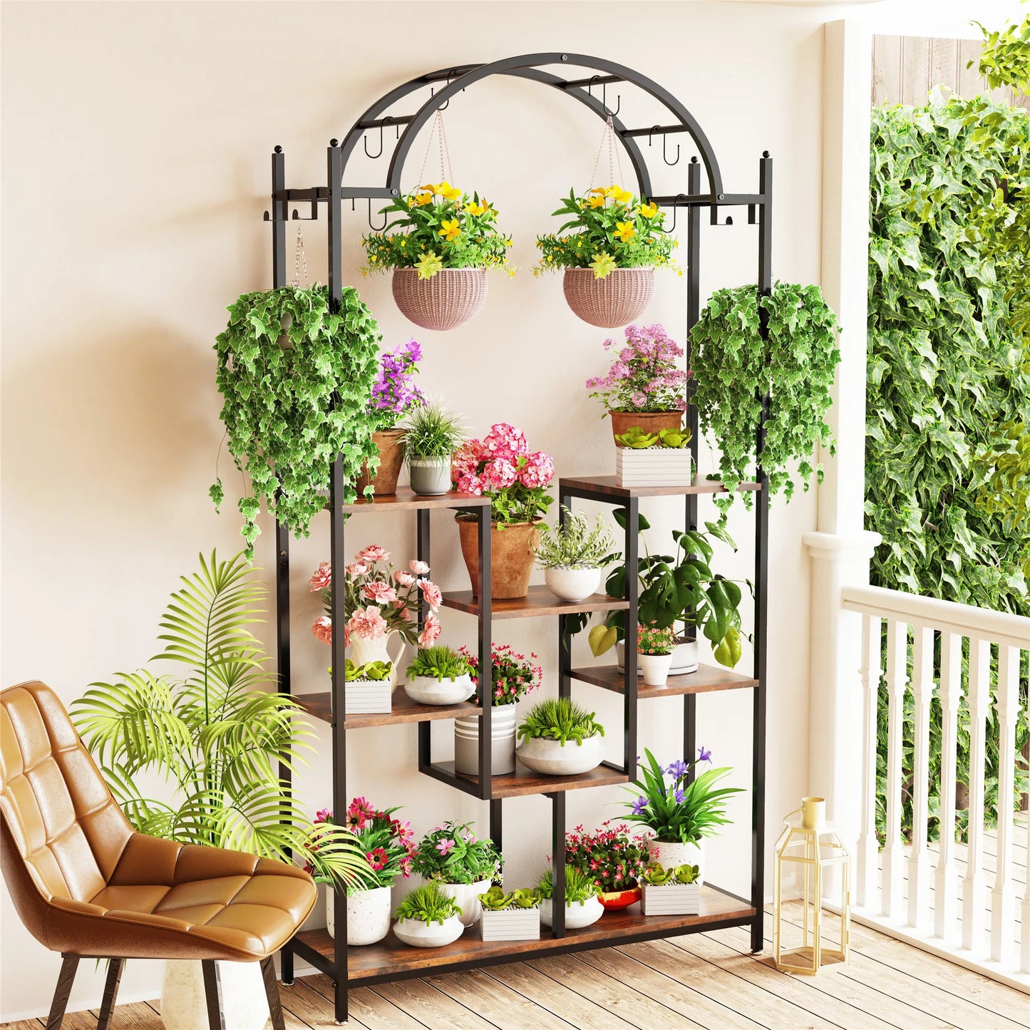 BINGOPAW Five Tier Tall Indoor Plant Stand Arched Frame