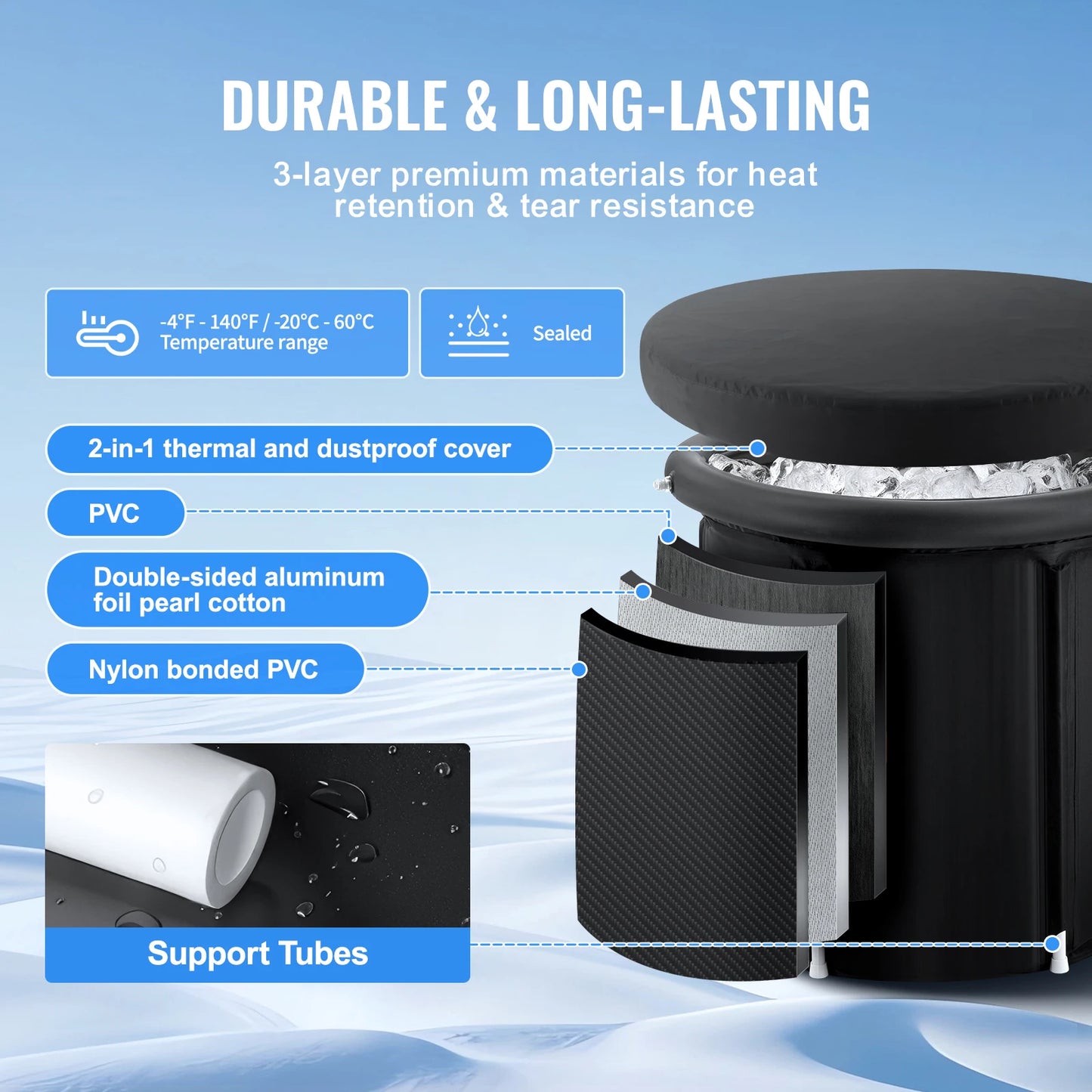 SucceBuy Ice Bath Tub for Cold Water Therapy Plunge Pool Portable for Athletes