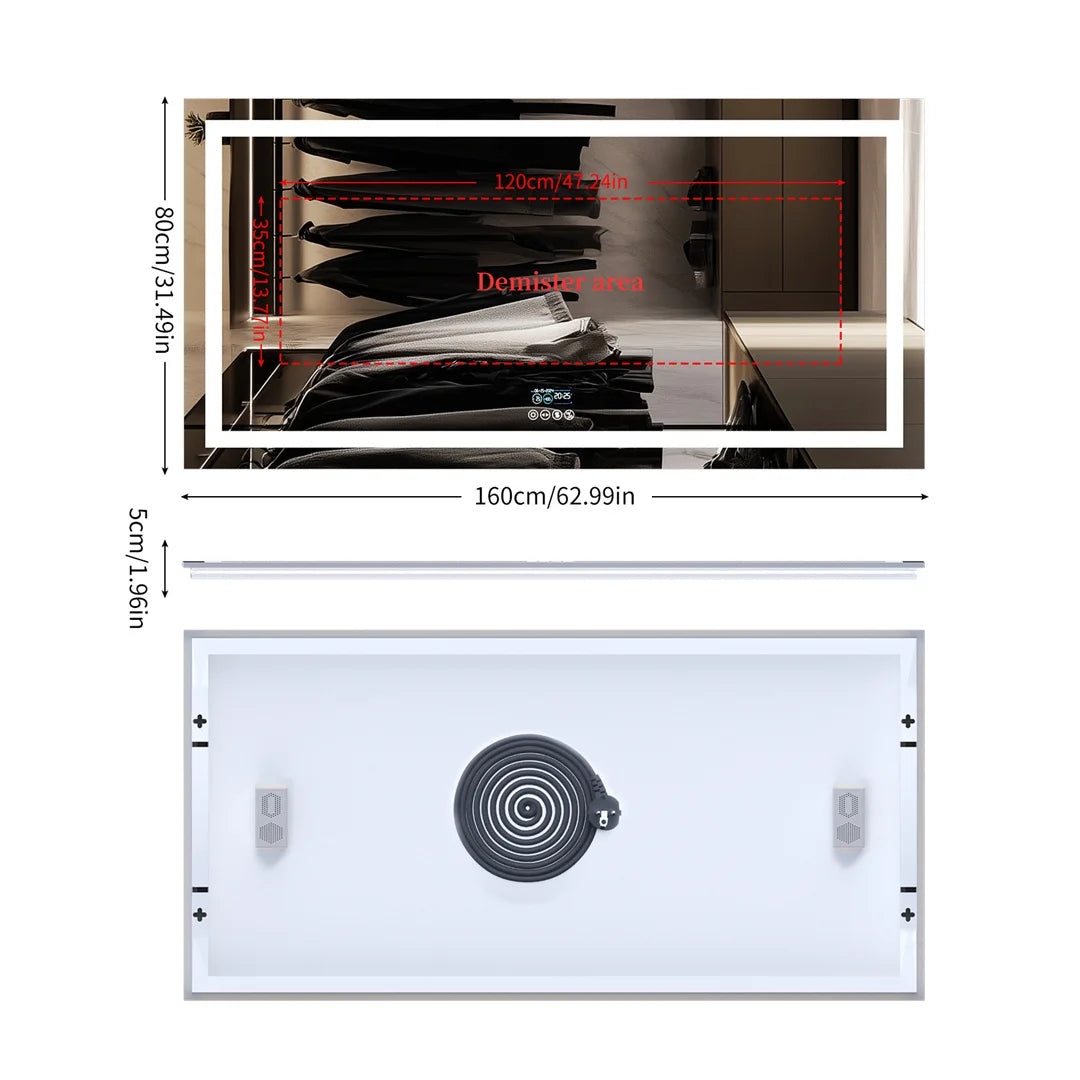 LUVODI Bluetooth Mirror With LED Light And Anti Fog Speaker