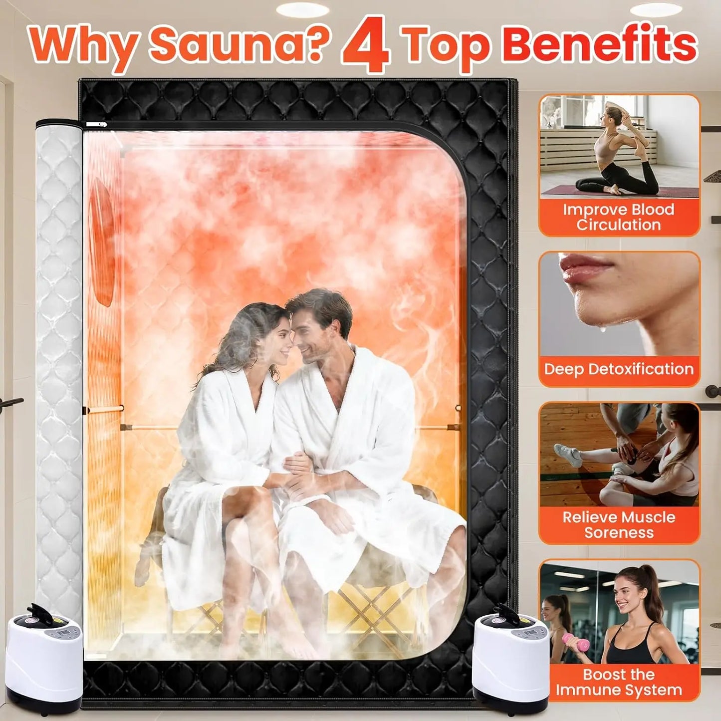 Portable Sauna With Transom Windows For Home Use Quick Setup