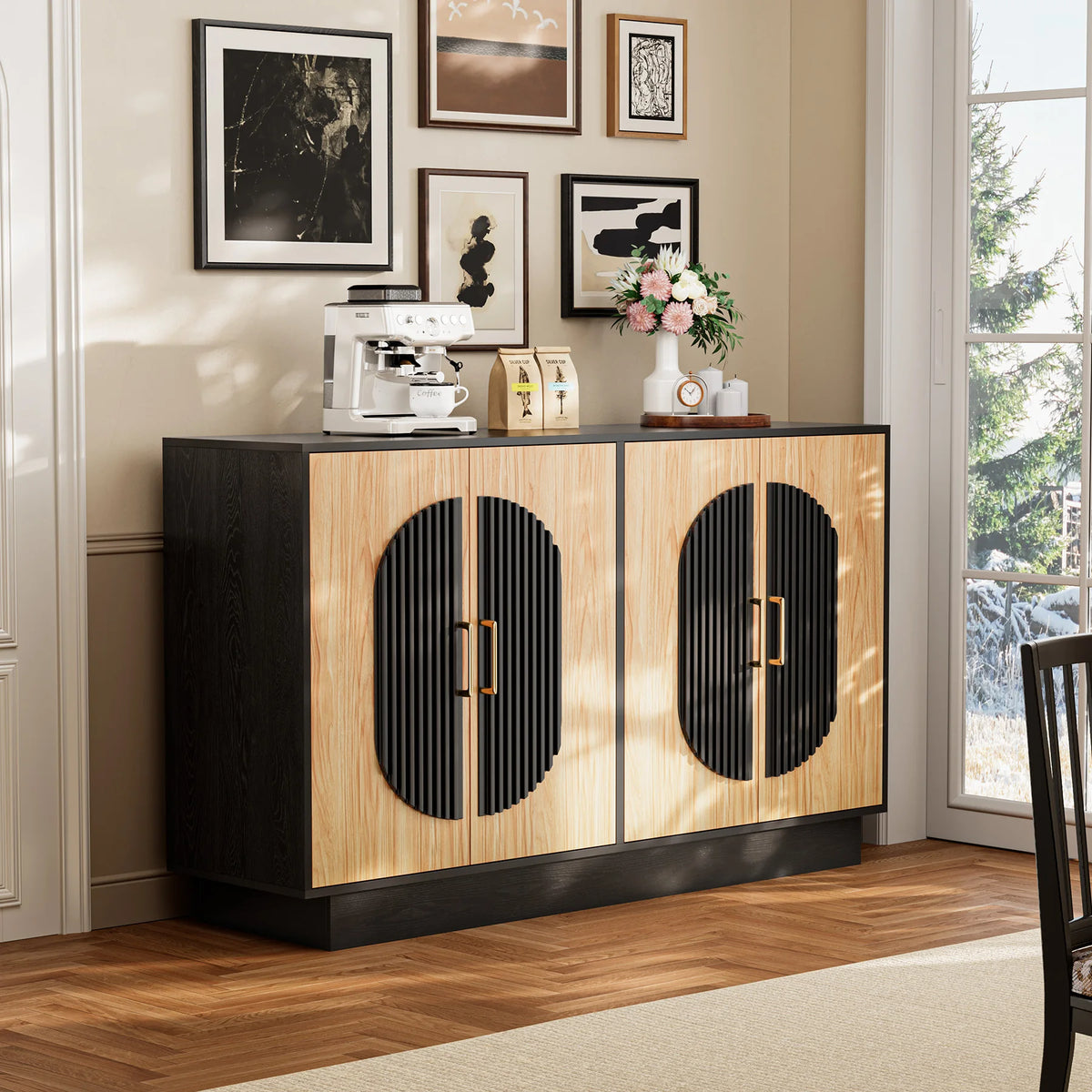 Modern Fluted Buffet Cabinet with Storage