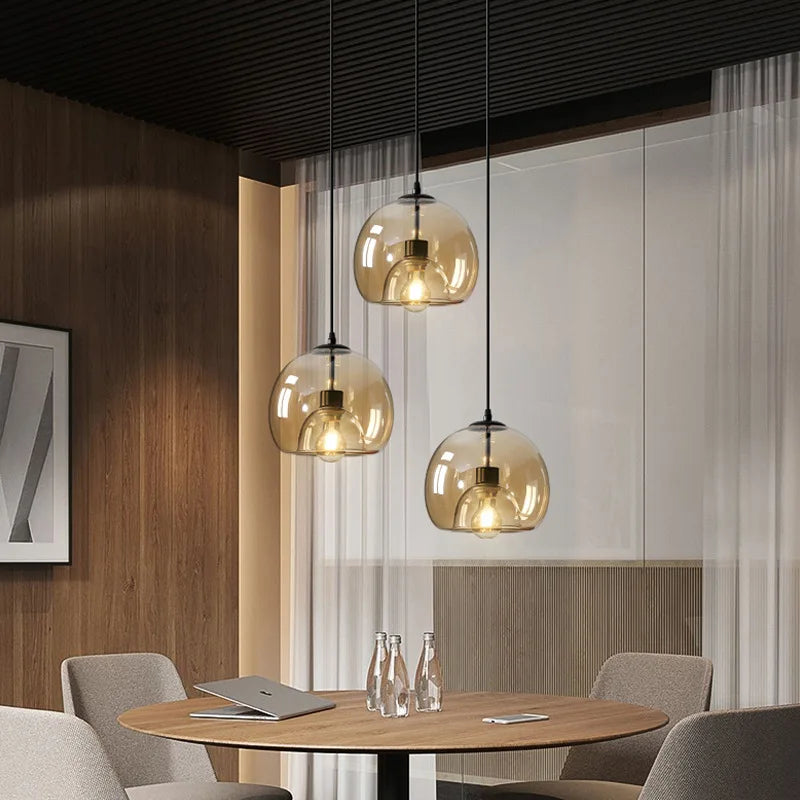 Taonusanshu Nordic Iron Glass Pendant Lamp Kitchen Island