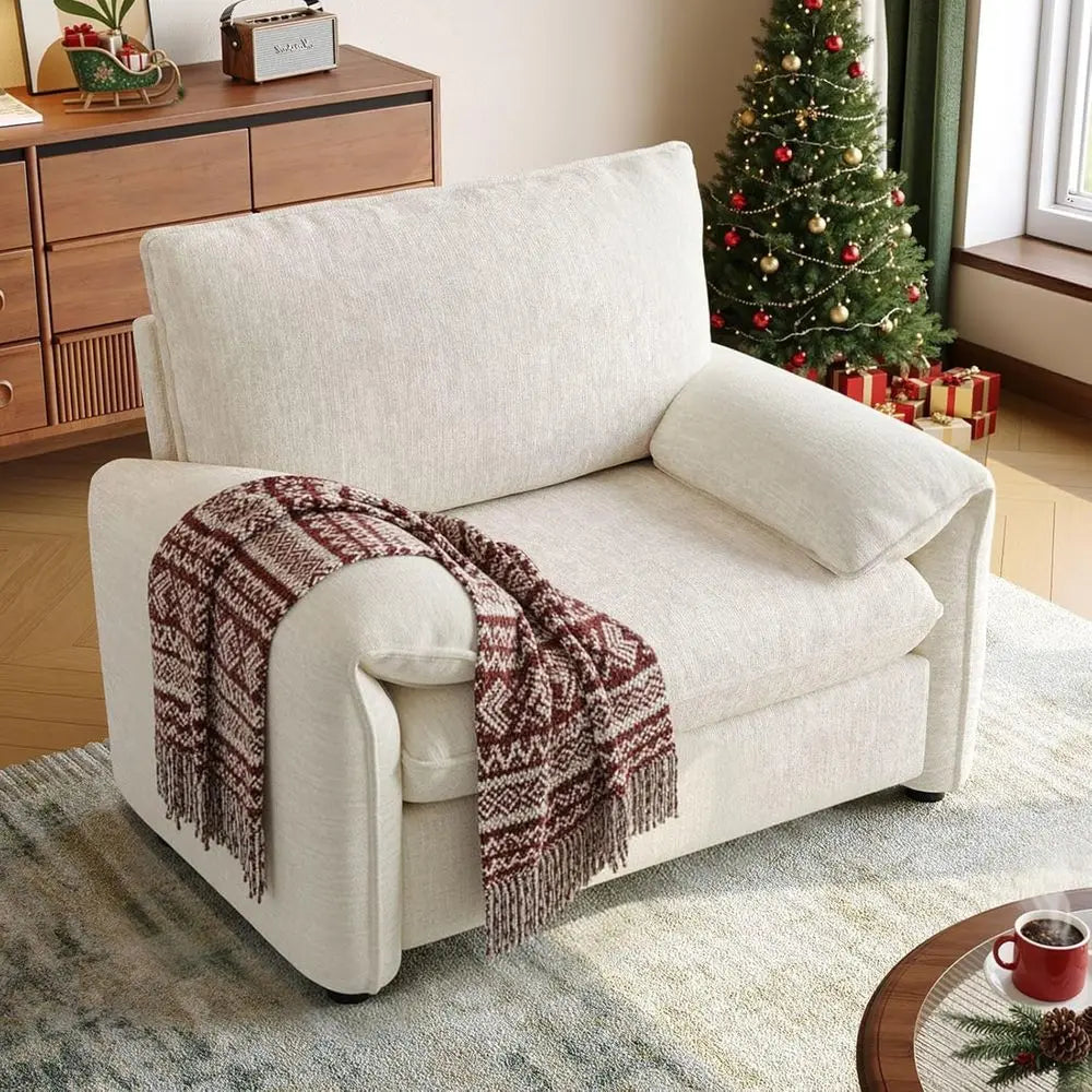 Chenille Accent Armchair with Padded Arms and Plush Cushion