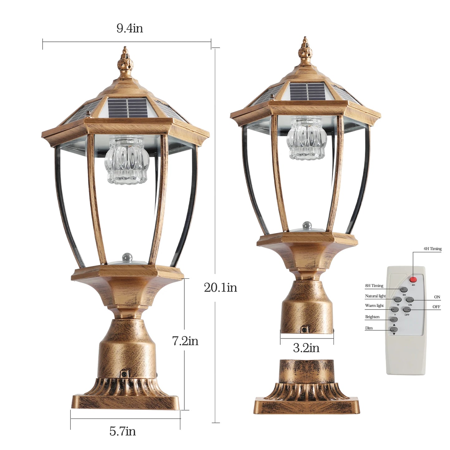 ARLGSITE Solar LED Post Light Outdoor Lamp Auto On Off