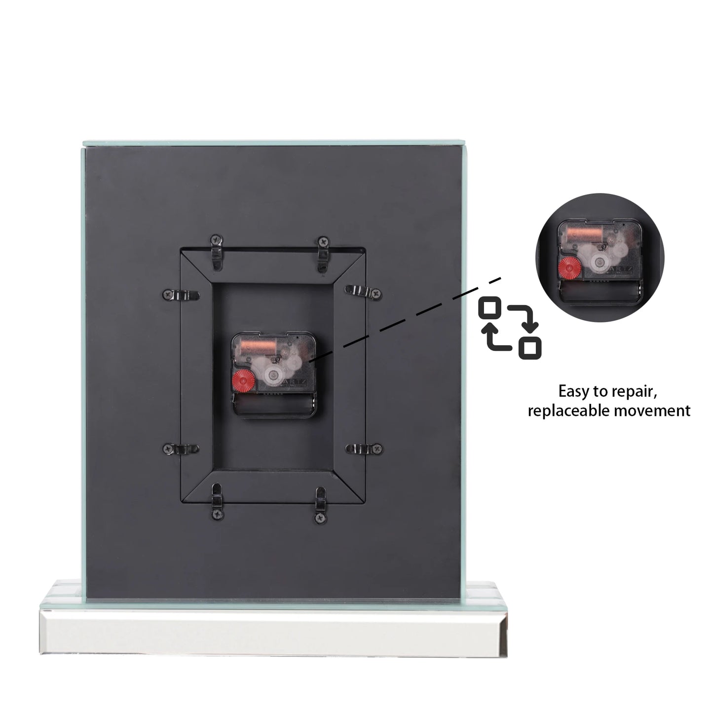 Crushed Diamond Mirrored Desk Clock For Home Decor