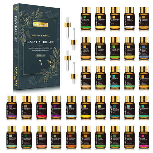 MAYJAM 35Pcs Pure Essential Oils Set For Humidifier Diffuser Air Freshener