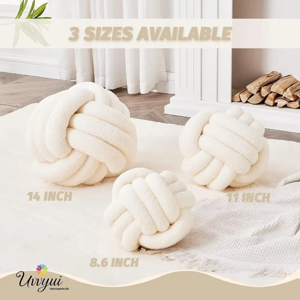 NBVCX Handmade Knot Ball Pillow Soft Round Plush Cushion Decor