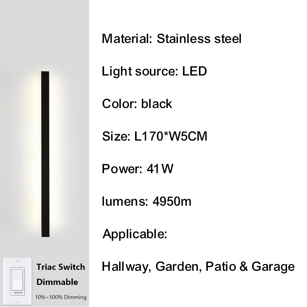 IISINUO Outdoor Porch Wall Light Dimmable Stainless Steel IP67