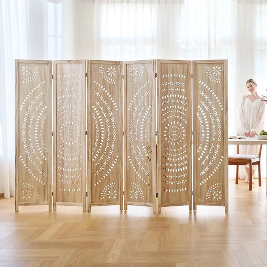 Six Panel Folding Room Divider Privacy Screen For Indoor Use