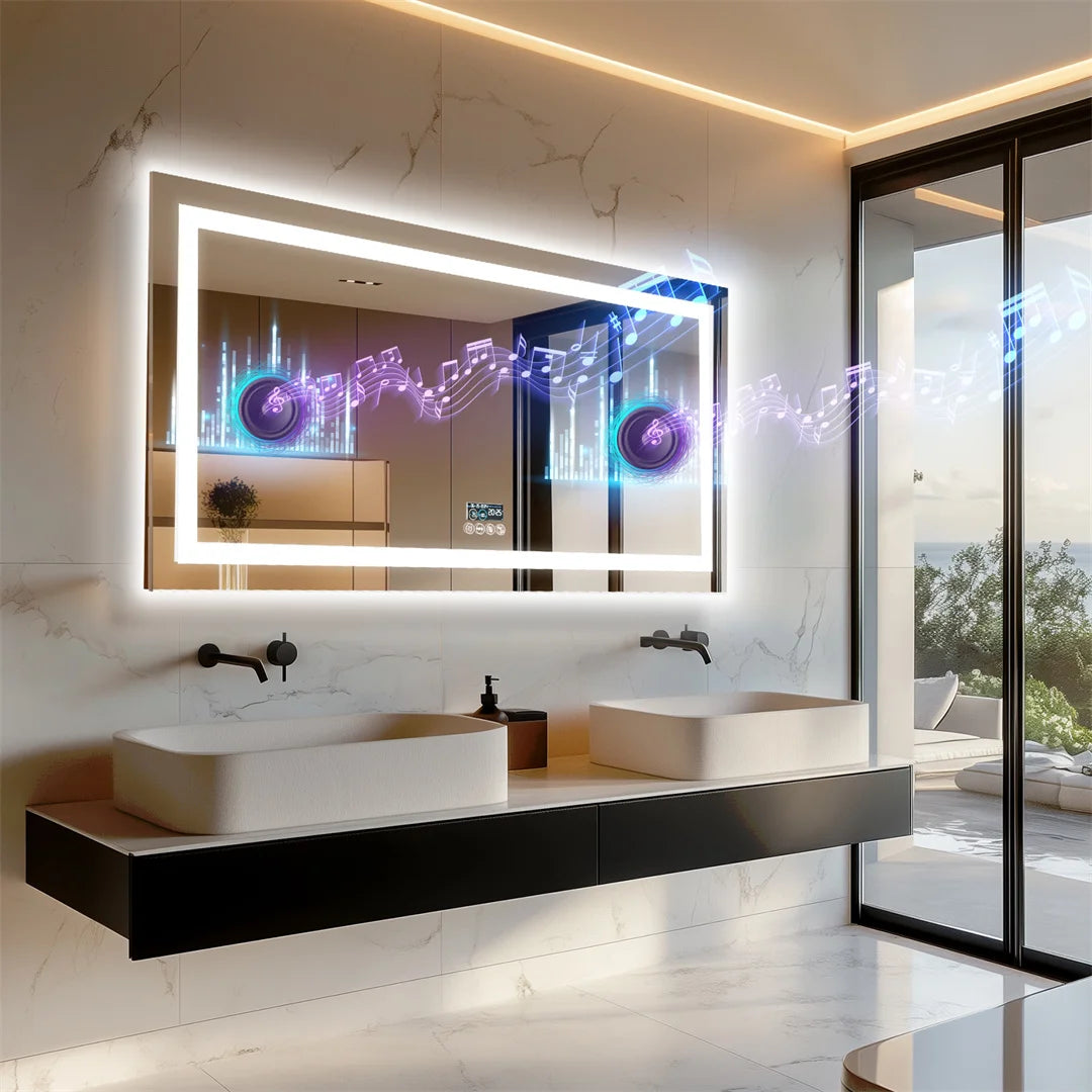 LUVODI Bluetooth Mirror With LED Light And Anti Fog Speaker