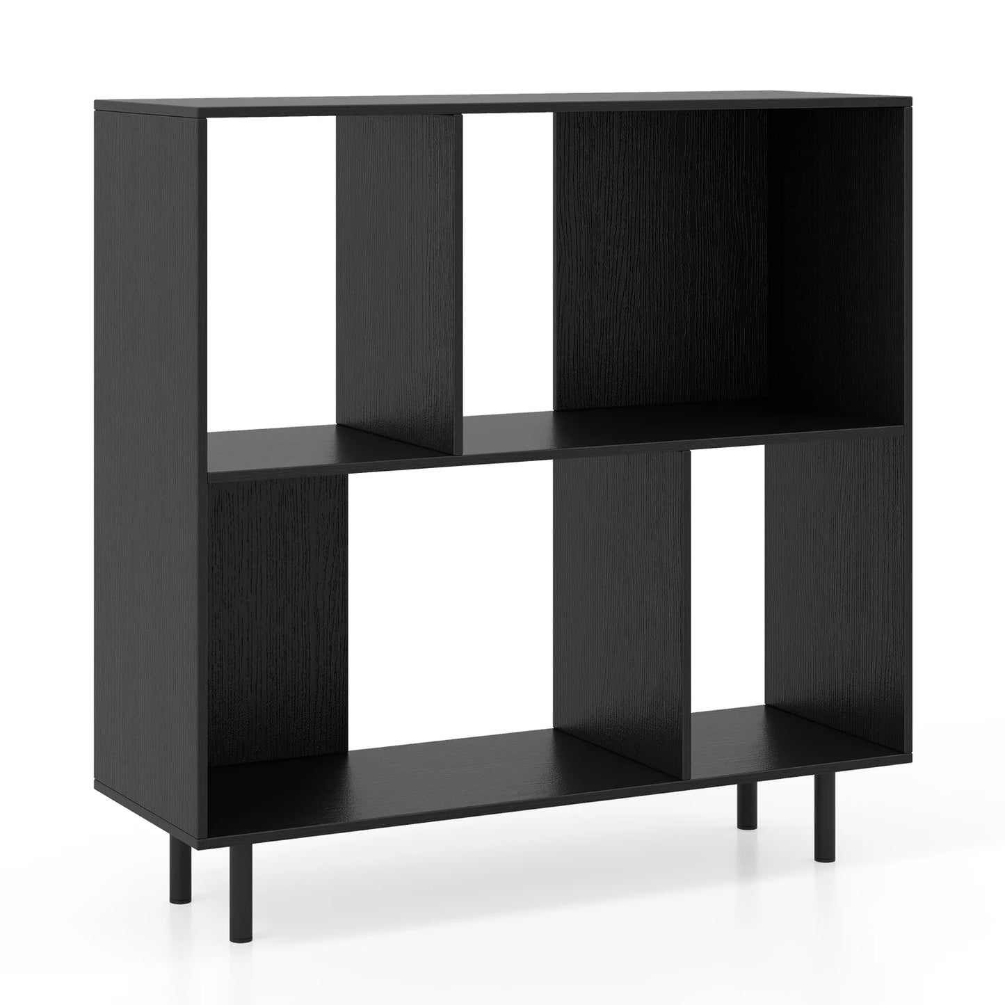 HOMASIS Open Shelf Bookcase 4 Compartments Mid Century Modern