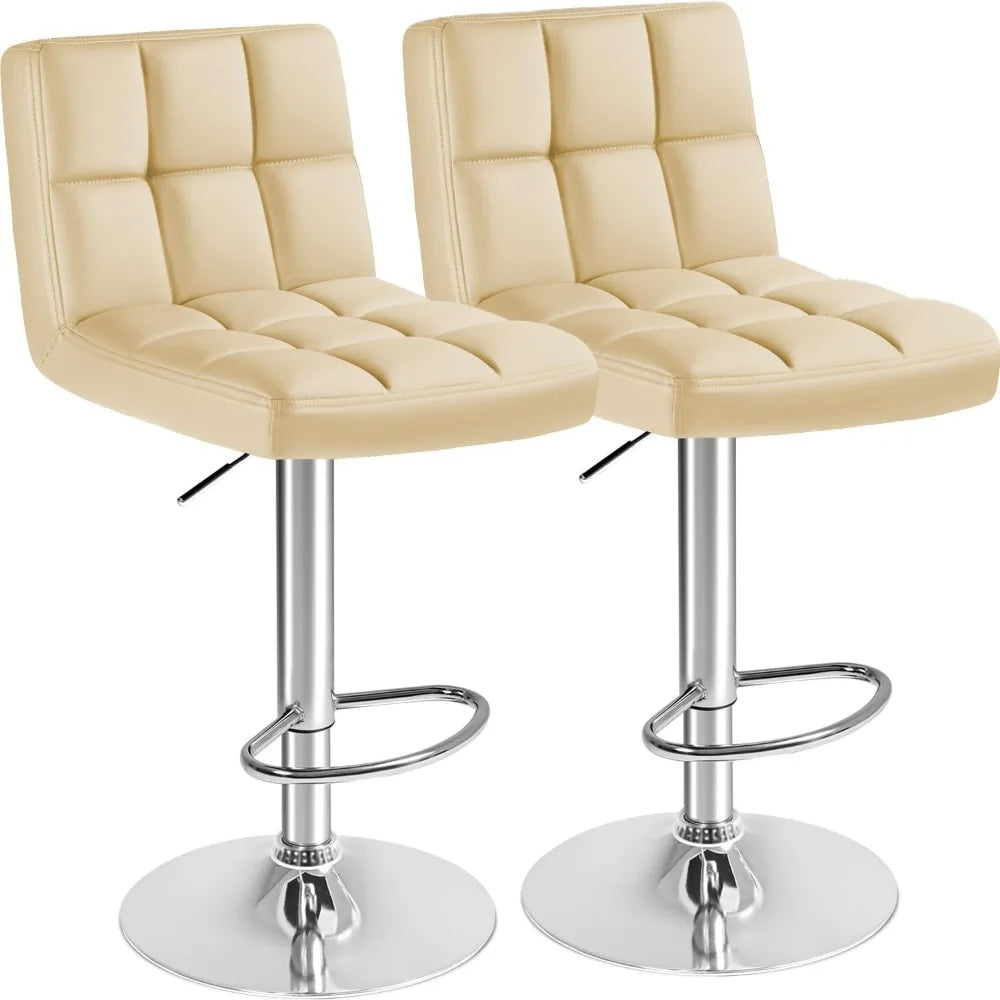 Bar Stools PU Leather Swivel Adjustable Hydraulic Counter Height Set