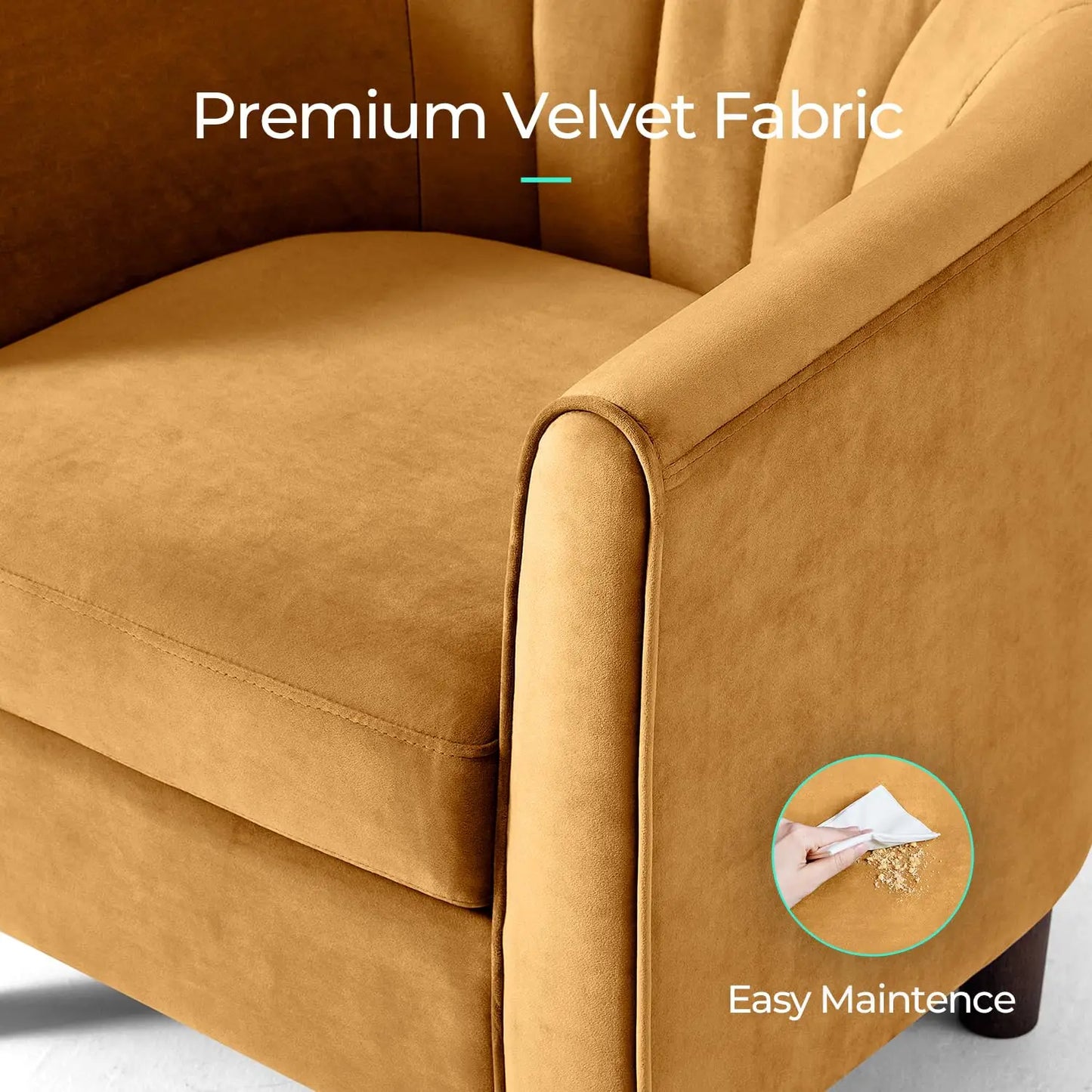 Velvet Accent Chair With Ottoman Modern Barrel Armchair