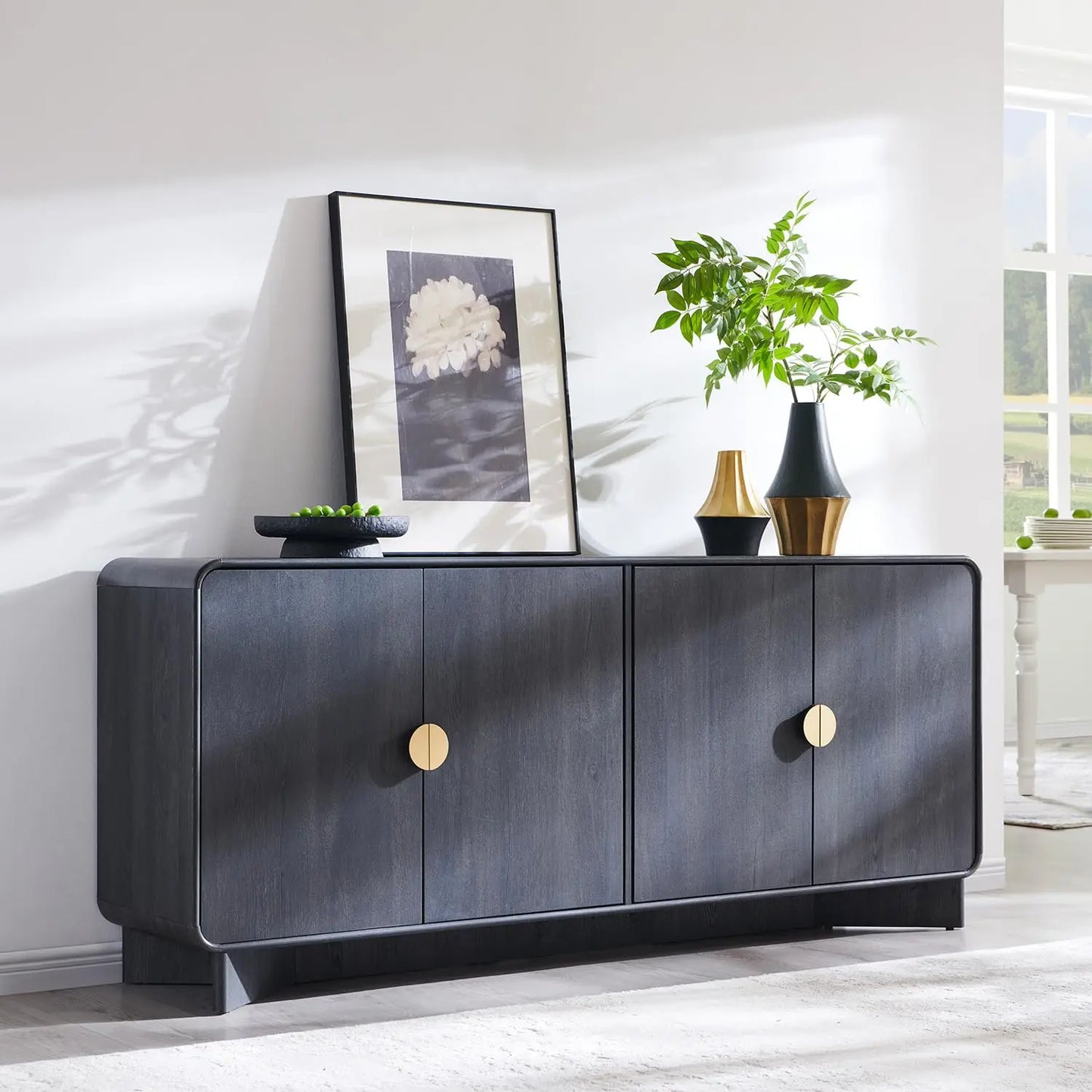 HUANZHUANG Modern Buffet Cabinet With Storage And Adjustable Shelves