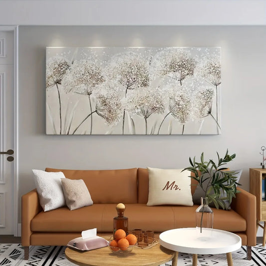 Nordic Style Dandelion Wall Art Wood Framed Canvas Print