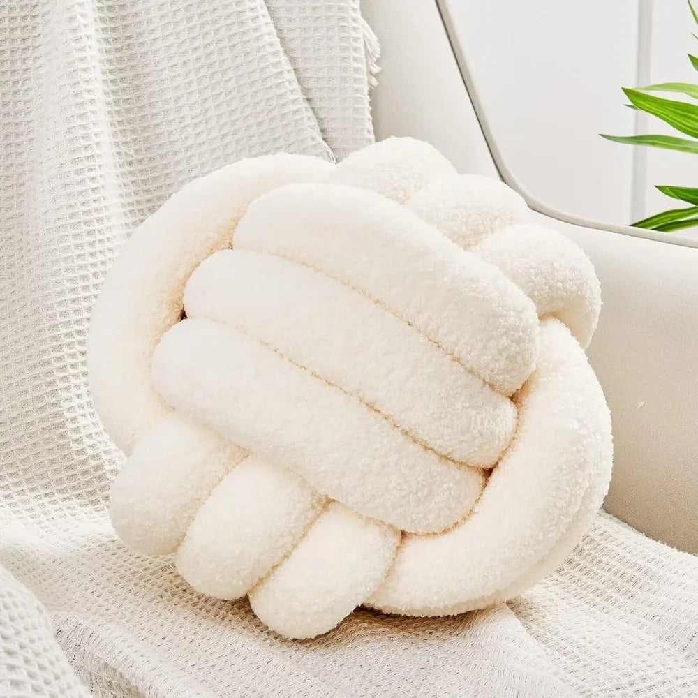 NBVCX Handmade Knot Ball Pillow Soft Round Plush Cushion Decor