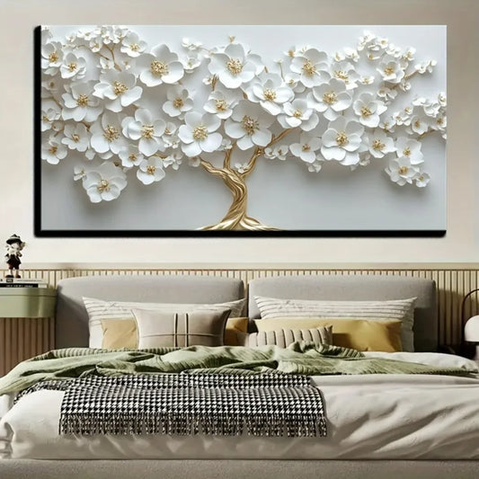 Nordic Flower Oil Painting On Canvas Pine Frame Modern Deco
