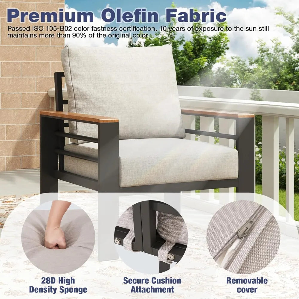 Aluminum Outdoor Patio Furniture Set With Cushions And Coffee Table