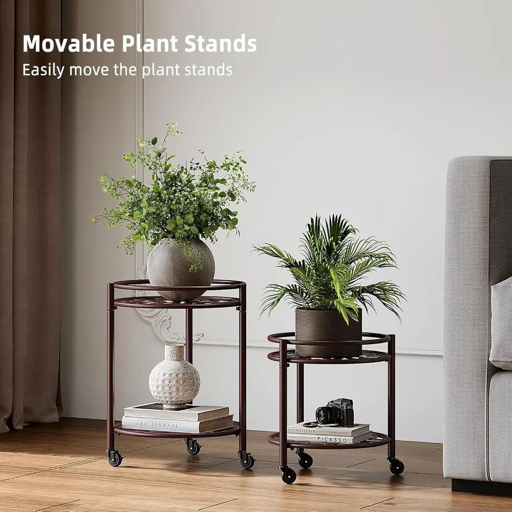 NBVCX 2 Tier Rolling Plant Stand Heavy Duty Indoor Outdoor