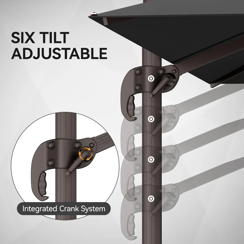 NONECN Cantilever Patio Umbrella Heavy Duty Offset Design 360 Rotation