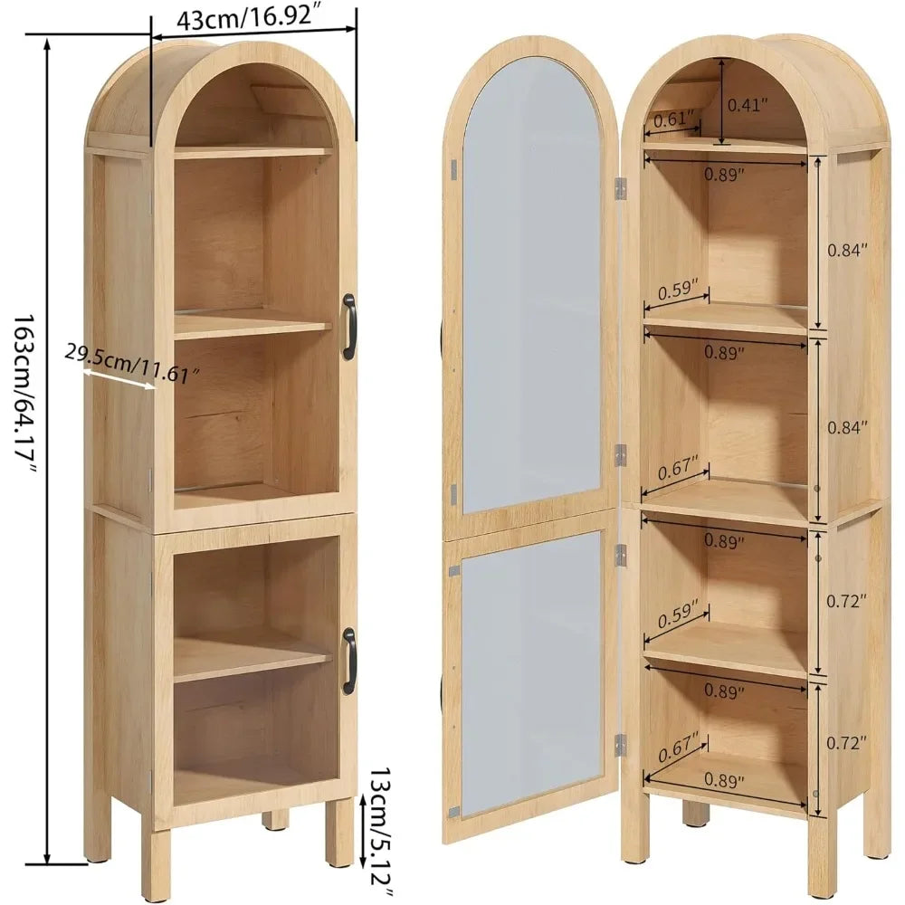 Arched Display Cabinet With Acrylic Glass Doors 5-Tier Wood