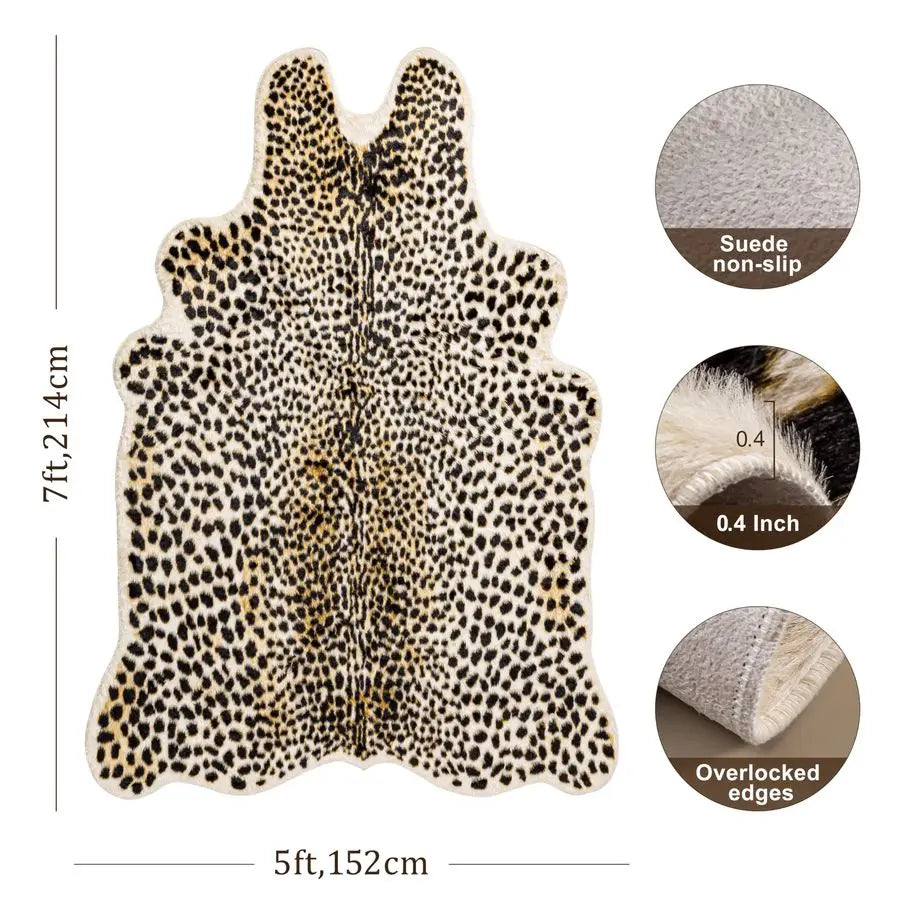 Leopard Print Cheetah Faux Fur Rug For Bedroom Living Room