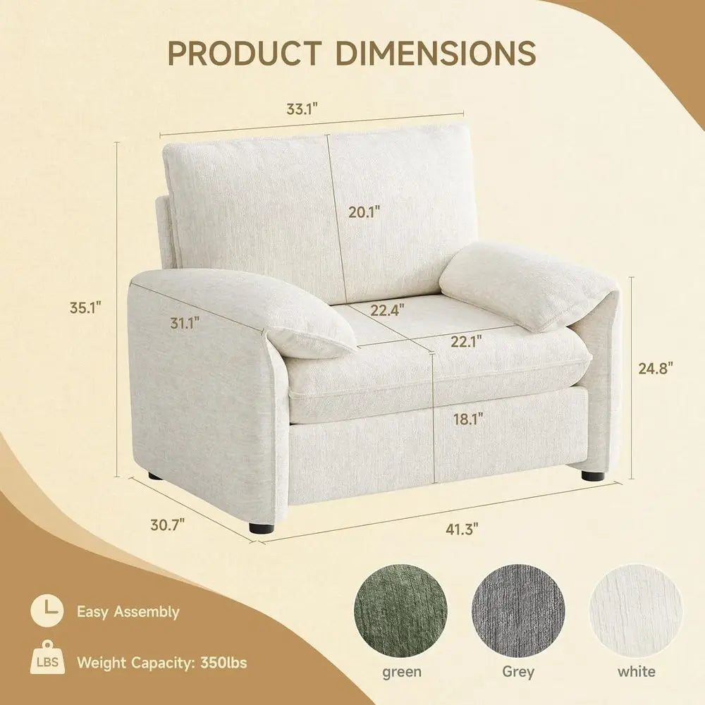 Chenille Accent Armchair with Padded Arms and Plush Cushion