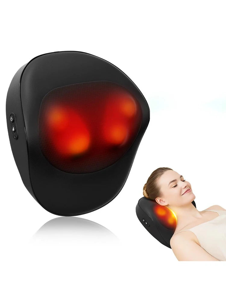HIMOUTA Electric Shiatsu Back Neck Massager With Heat Ultra Quiet 3D Kneading Pillow